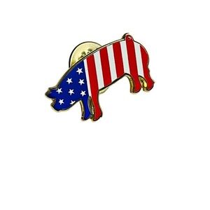 Vintage American Flag Pig Pin – Gold Tone**